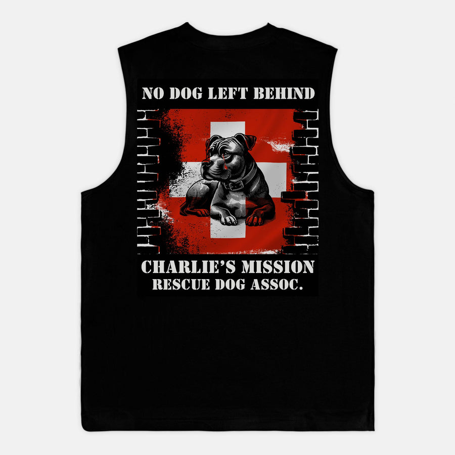 No Dog Left Behind Jersey Muscle Tank Black