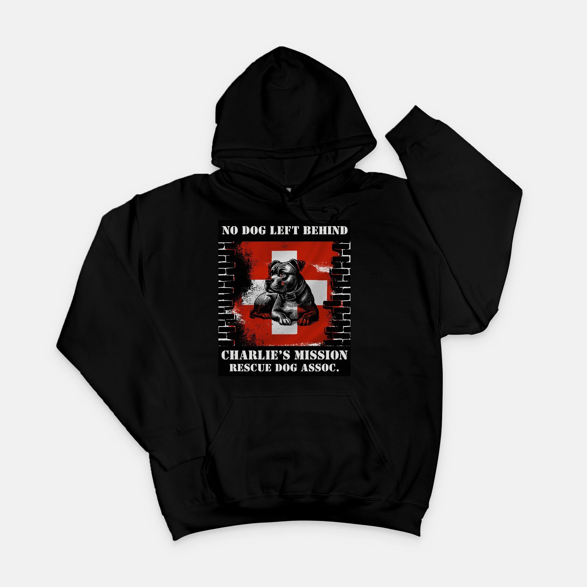 No Dog Left Behind Hoodie Black or White