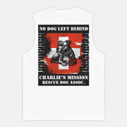 No Dog Left Behind Jersey Muscle Tank White